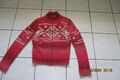 Esprit Strickjacke, Gr. L, rot, gemustert, getragen