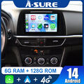 6+128G 8-Kern Android 14 CarPlay Autoradio GPS NAVI Für MAZDA 6 GJ GL 2013-2015