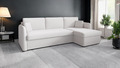 Ecksofa NICE Abriamo Boucle Ecru Hell mit Bettfunktion und Bettkasten Bett Sofa