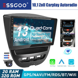 10" Carplay Android 13 Autoradio GPS RDS 2+32G Kamera Für Peugeot 107 Citroen C1