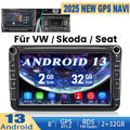 【Lüfter】Carplay Android13 Autoradio GPS Navi Für 2DIN VW GOLF 5 6 Passat SWC IPS