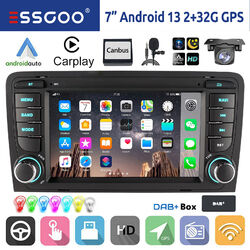 DAB+ 32G Android 13 Carplay Autoradio GPS Navi RDS KAM Für Audi A3 S3 RS3 8PA 8P