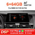 DAB+ Android 13 Autoradio CarPlay 8-Kern 64GB GPS Navi für BMW X3 F25 X4 F26 NBT