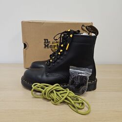 Dr. Martens 1460 Ben schwarz glattleder Knöchel 8 Löcher Stiefel Größe UK 6 EU 39