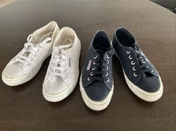 2 x SUPERGA Sneaker Damen Freizeitschuhe Sportschuhe Gr. EU 37 weiß blau