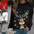 Winter Weihnachts Pullover Damen Sweatshirt Hoodie Weihnachten Pulli Jumper Xmas