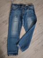 DENIM 1982 skinny STRETCH cropp Jeans Gr.42 L28 mid blue destroyed washed Knöpfe