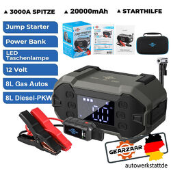 3000A AUTO KFZ STARTHILFE JUMP STARTER 12V LADEGERÄT BOOSTER POWER BANK PKW CE