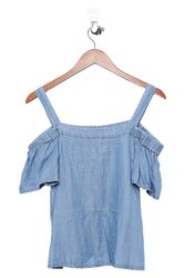 ESPRIT Damen Carmenbluse Gr. 36 Blau Leicht Sommerlich