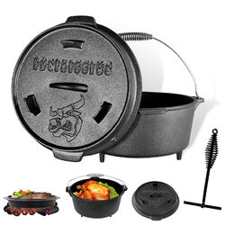 Dutch Oven Set Deckelheber BBQ Gusseisen Feuertopf Gusstopf Schmortopf