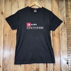 North Face T-Shirt Medium Men's Short Sleeve Roma Store Black Cotton Tee Logo