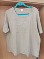 Damen T-Shirt Gr.48 beige mit tollem Muster aus Steinchen