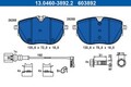 ATE Bremsbelagsatz Scheibenbremse 13.0460-3892.2 für VW MULTIVAN T6 SGF SGM SGN