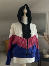 Neon & Nylon Windbreaker leichte Jacke Mit Kapuze Blau Pink Weiß Schwarz Gr. 34