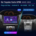 10.1" Für Toyota Yaris XP90 2005-2012 4+64GB Android12 Autoradio GPS Carplay DAB