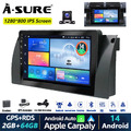 64G Android 14 Autoradio GPS Navi BT AHD Kam CarPlay Für BMW E53 X5 5er E39 E38