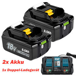 4x Für Makita Ersatz Akku 18V 6000mAh 8.0Ah BL1860B BL1830B / 194205-5 Ladegerät