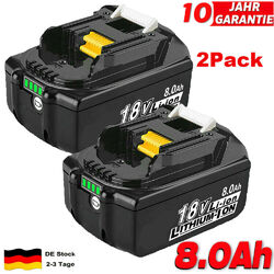 2er Set  Für Makita Ersatz Akku BL1860B 197422-4 18 V 8,0 AH Li-Ion LED-Anzeige