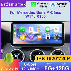 12.3" Android 14 Autoradio CarPlay 128GB für Mercedes A/CLA/GLA W176 X156 NTG4.5