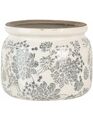 Clayre&Eef Übertopf Blumentopf grau beige Blumen 15x13cm Keramik Shabby Vintage