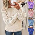 Damen Pullover Winter Strickpullover Sweatshirt Freizeit Sweater Pulli Jumper DE