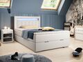 Boxspringbett 120x200, Einzelbett Milano 120 mit Bettkasten und LED 