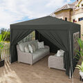 3x3 m Faltpavillon mit 4 Seitenteilen Pop up Pavillon Gartenpavillon Wasserdicht