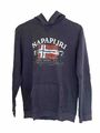 Hoody Kapuzenpullover Herren Napapijri dunkelblau Gr. XS mit Print Taschen