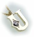 Anhänger u Kette Buchstabe U Dia 0,01 ct echt Gold 333 Diamant Gelbgold