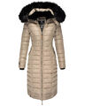 Navahoo Damen Winterjacke Steppmantel Parka Winter Stepp Jacke Kapuze UmaY Taupe