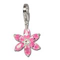 SilberDream Charm Schmuck 925 Echt Silber Anhänger rosa Blume Zirkonia FC4114