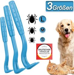 3er SET Zecken Entferner Greifer Pinzette Zange Haken Hund Katze Pferd  4 Farben