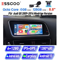 8.8" 8-Kern Android 13 Autoradio GPS KAM+ CarPlay Wifi Navi 6+128GB Für Audi Q5