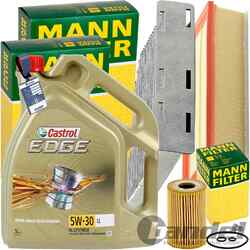 MANN INSPEKTIONSPAKET+5L CASTROL 5W-30 MOTORÖL passend für AUDI A3 8P VW CADDY 4