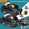 2X 3000mAh Akku Für Makita 18V 3,0Ah BL1860B BL1850 BL1840 BL1830 Ersatzakku LED