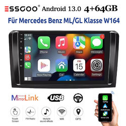 9" Autoradio 4+64G Carplay Android13 Für Benz ML GL W164 Klasse GPS Navi BT WIFI