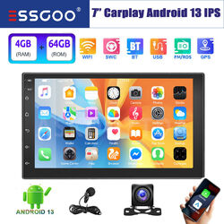 7" Android13 Auto Apple Carplay Autoradio GPS NAV RDS 4+64G Doppel DIN +KAM MIK