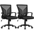 2er-Set Höhenverstellbarer Bürostuhl Ergonomischer Drehstuhl Schwarz wie Neu