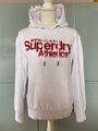 Superdry Hoodie Herren Kapuzen Pullover Gr. S weiß rot Sweatshirt warm NEUwertig