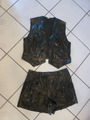 Karnevalskostüm Showtanz schwarz Lack Hotpants Shorts + Weste Gr. 38 40 M