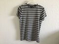 TOMMY HILFIGER Herren T-Shirt Grau weiß gestreift Gr. S BIO Baumwolle Neuwertig