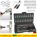 46tlg 1/4" Steckschlüssel Satz Set Nusssätze Knarrenkasten Ratschenkasten ,Nüsse