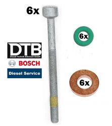 6 x Dichtungset Dehnschrauben für CR Injektor Mercedes Benz V6 OM642 A642070****Original Dichtungsset - Kein Billig Import