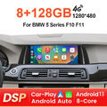 Android 13 8-Core Autoradio CarPlay 8+128GB SWC GPS Navi Für BMW 5er F10 F11 CIC