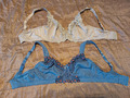 BPC Bonprix 2 BHs 80D neu beige und blau Spitze Blumen mit/ohne Bügel