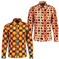  HERREN MADCAP RETRO MOD 60er 70er OP ART DRUCK SHIRT Psych Out Circles MC496/MC519