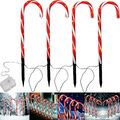 4er Set LED Zuckerstangen Weihnachtsbeleuchtung Garten Outdoor Deko Figuren Rot