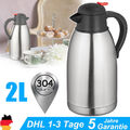 2 Liter Isolierflasche Thermosflasche aus Edelstahl Isokanne Thermoskanne Silber