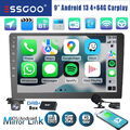 DAB+ 9'' 2DIN Autoradio Carplay Android 13 4+64G GPS Nav BT WIFI RDS USB MIK KAM