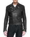 Neu Herren Echt Lammleder Lederjacke Schwarz Slim Fit Motorrad Biker Jacke